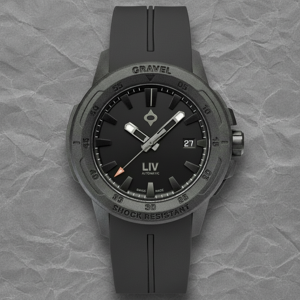 Pre-Loved Gravel 001 Stealth Auto Black Rubber Strap