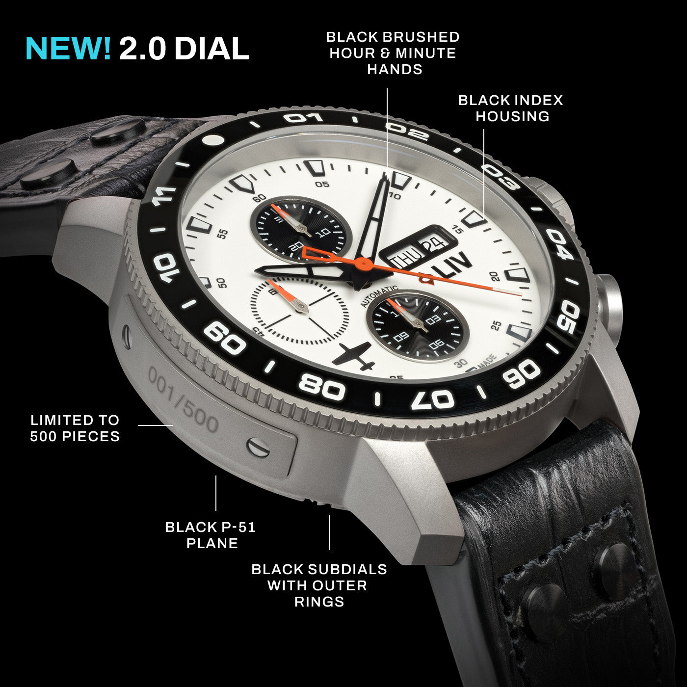 NEW! P-51 Big Pilot Full Lume 2.0 on Titanium Bracelet