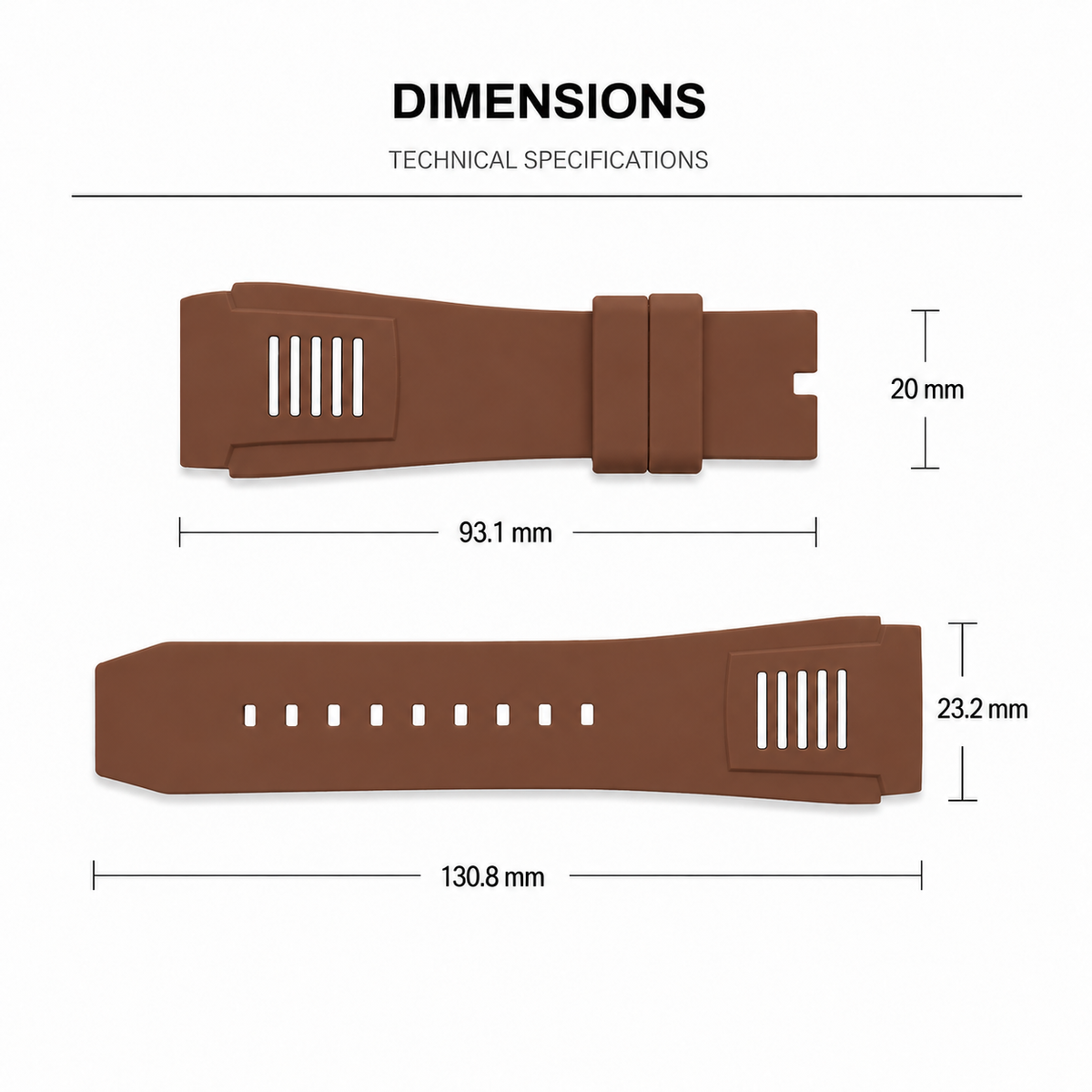 SRB550 Brown Custom Silicone Strap | 23mm
