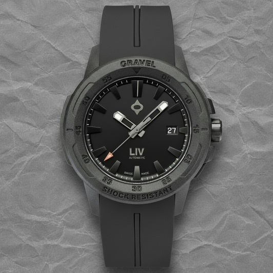 Pre-Loved Gravel 001 Stealth Auto Black Rubber Strap