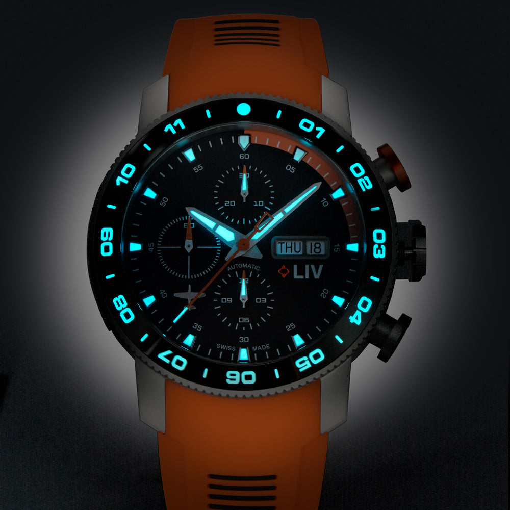 NEW! P-51 Big Pilot Black / Orange (Custom) – LIV Swiss Watches