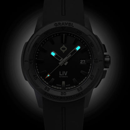 Night lume view of the exact LIV Gravel Stealth Auto