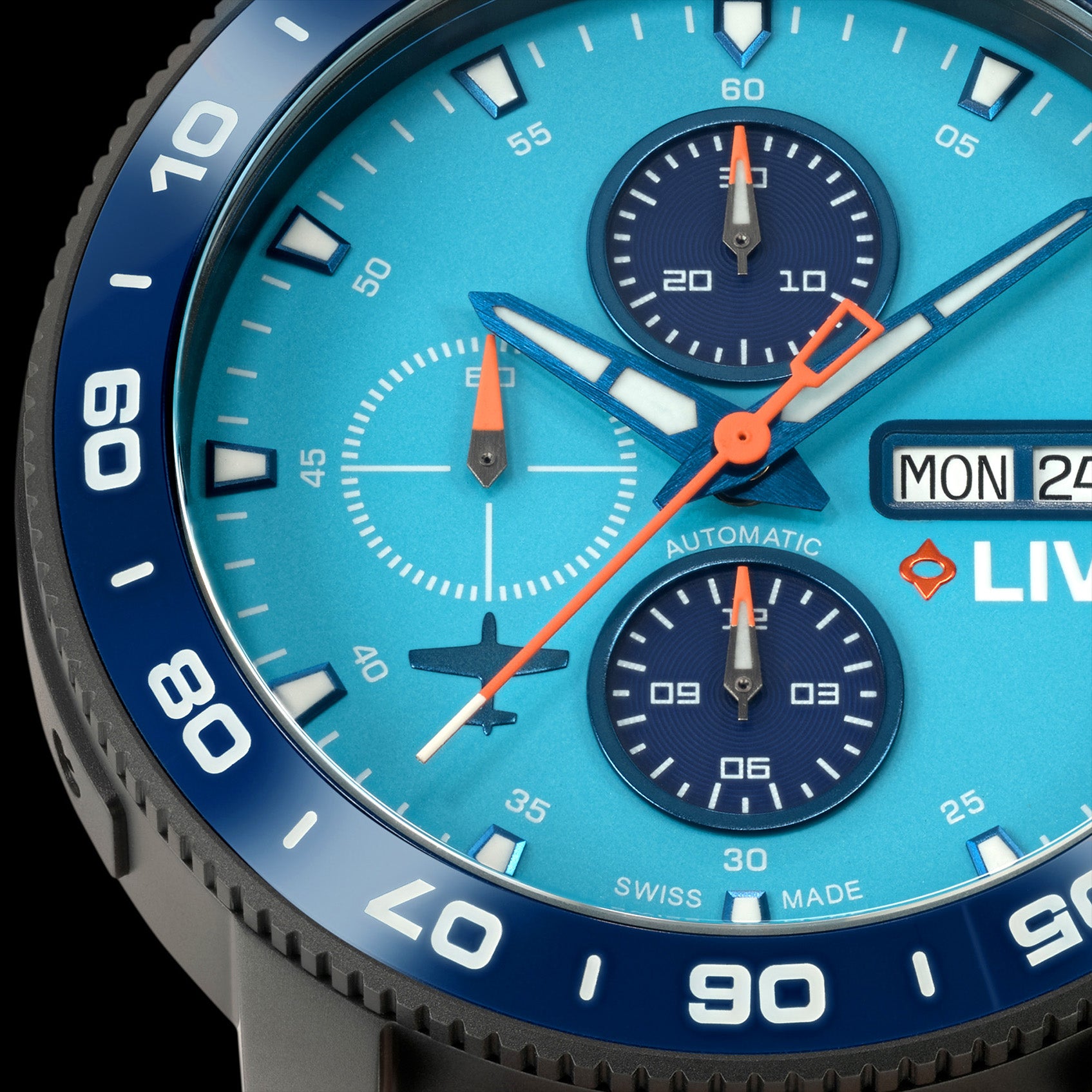新作　38explore グラインドロッヂ × LOV ブルー P-51 Cripes A' Mighty 2.0 | LIV Swiss Pilot Chrono – LIV Swiss Watches