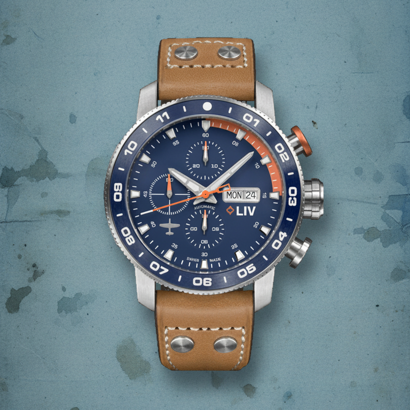 Pre-Loved P-51 Big Pilot Titanium Chrono Blue / Orange