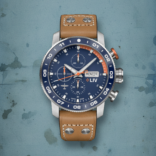 Pre-Loved P-51 Big Pilot Titanium Chrono Blue / Orange