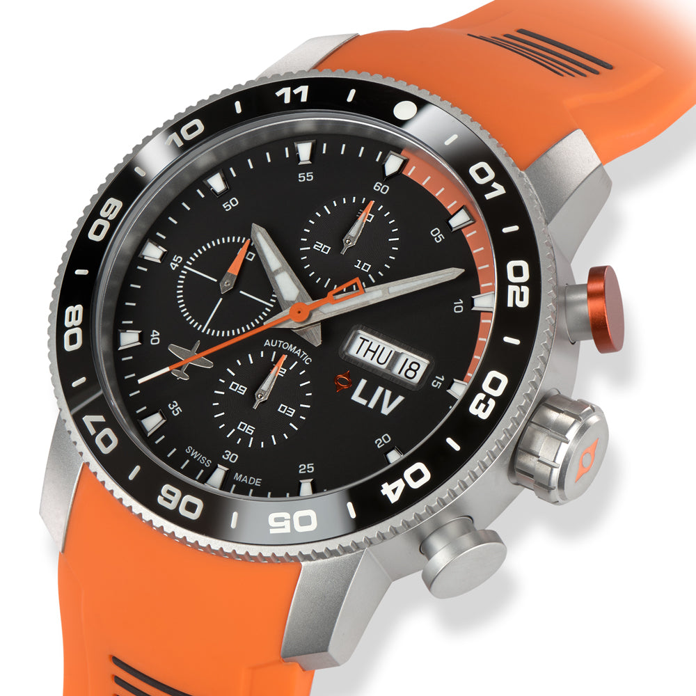 NEW! P-51 Big Pilot Black / Orange (Custom) – LIV Swiss Watches