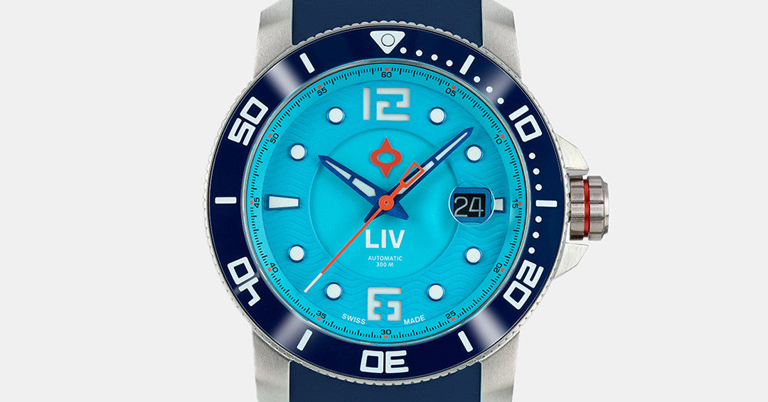 Shop Signature Orange LIV GX-Diver's Swiss Made Automatic Watch