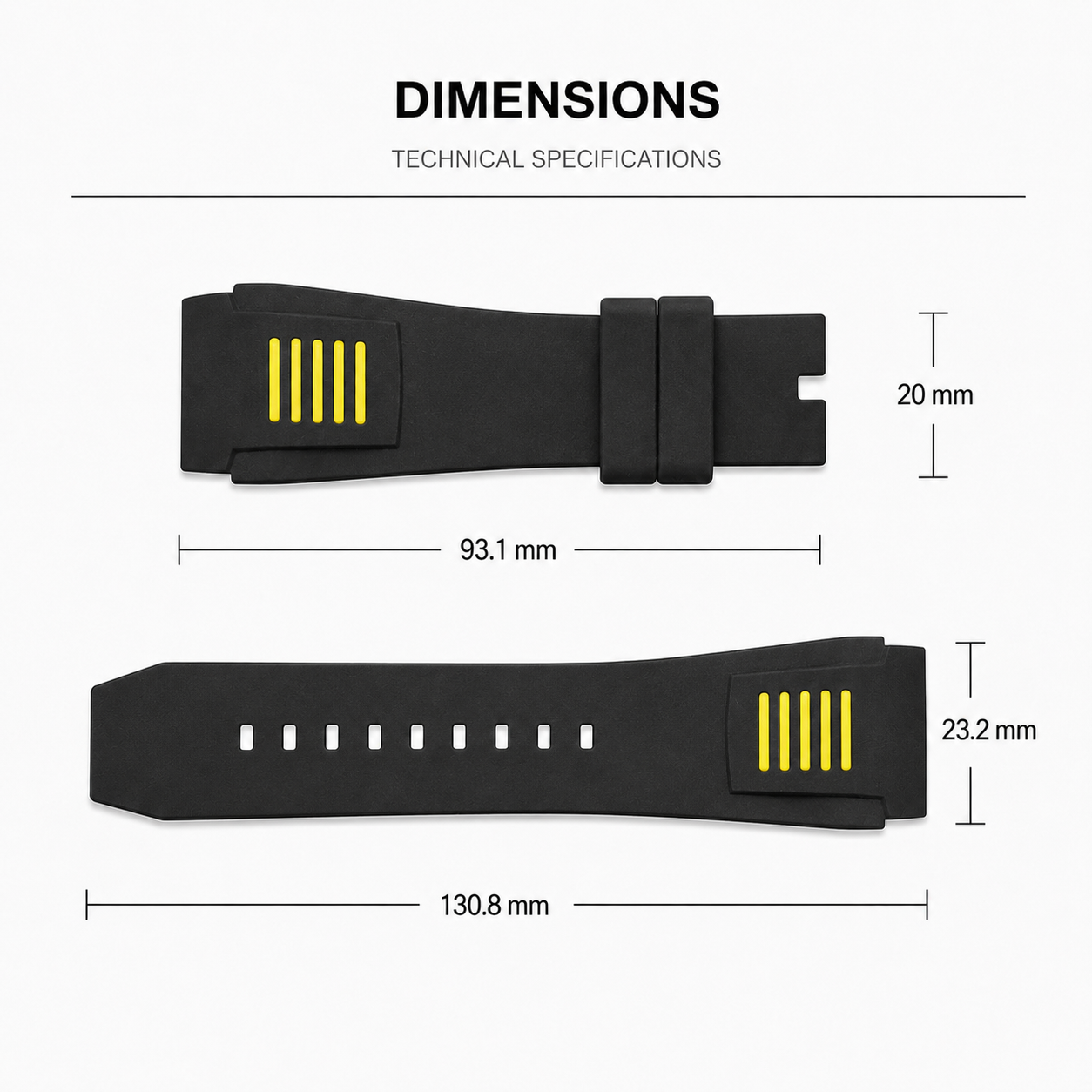 Form-fit Silicone | Black/Yellow | 23mm