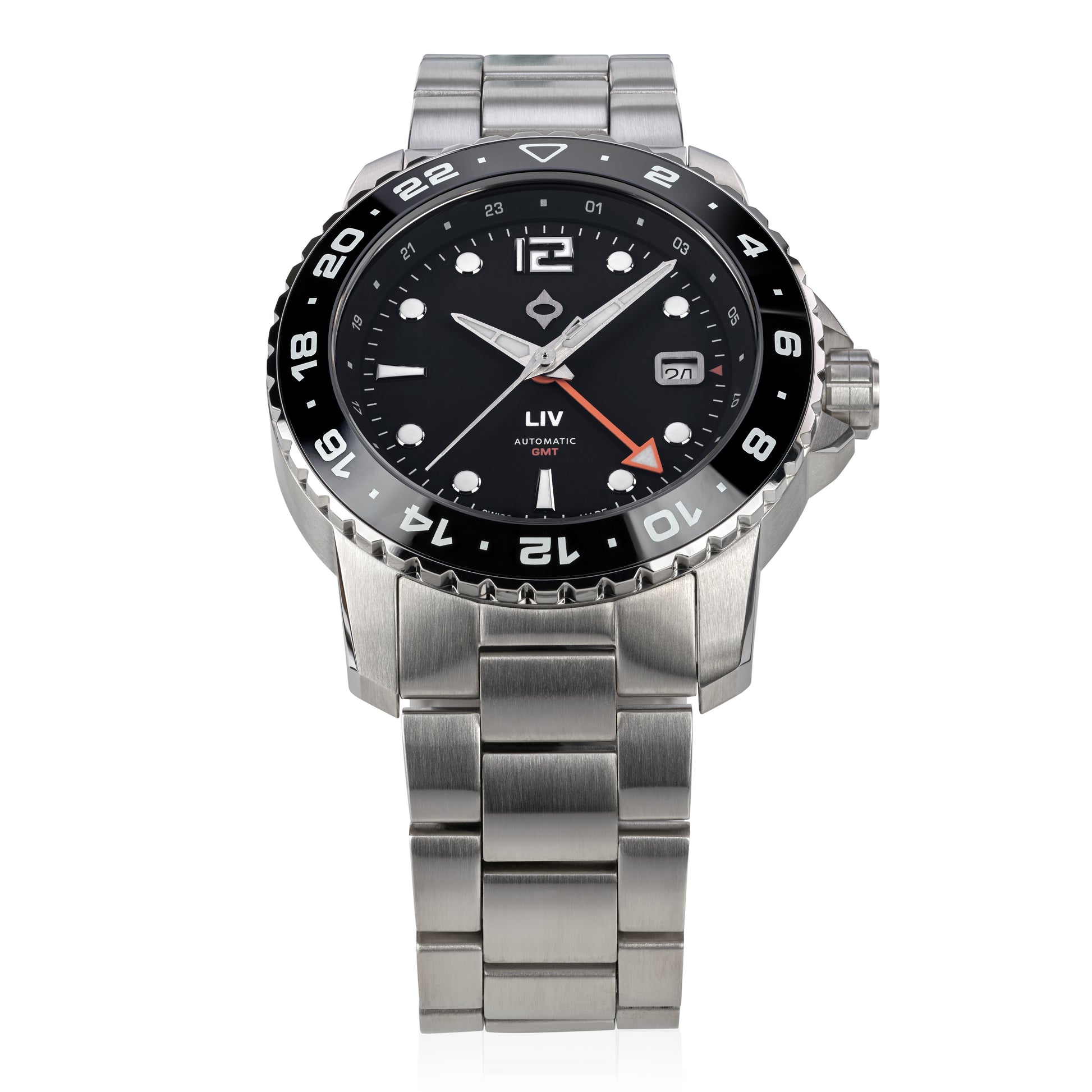 Trekker Auto GMT Schwarz Stahl – LIV Swiss Watches
