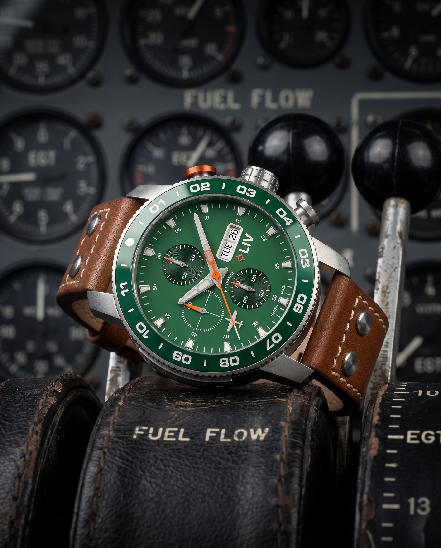 P-51 Frenesi Green | LIV Titanium Swiss Chrono – LIV Swiss Watches