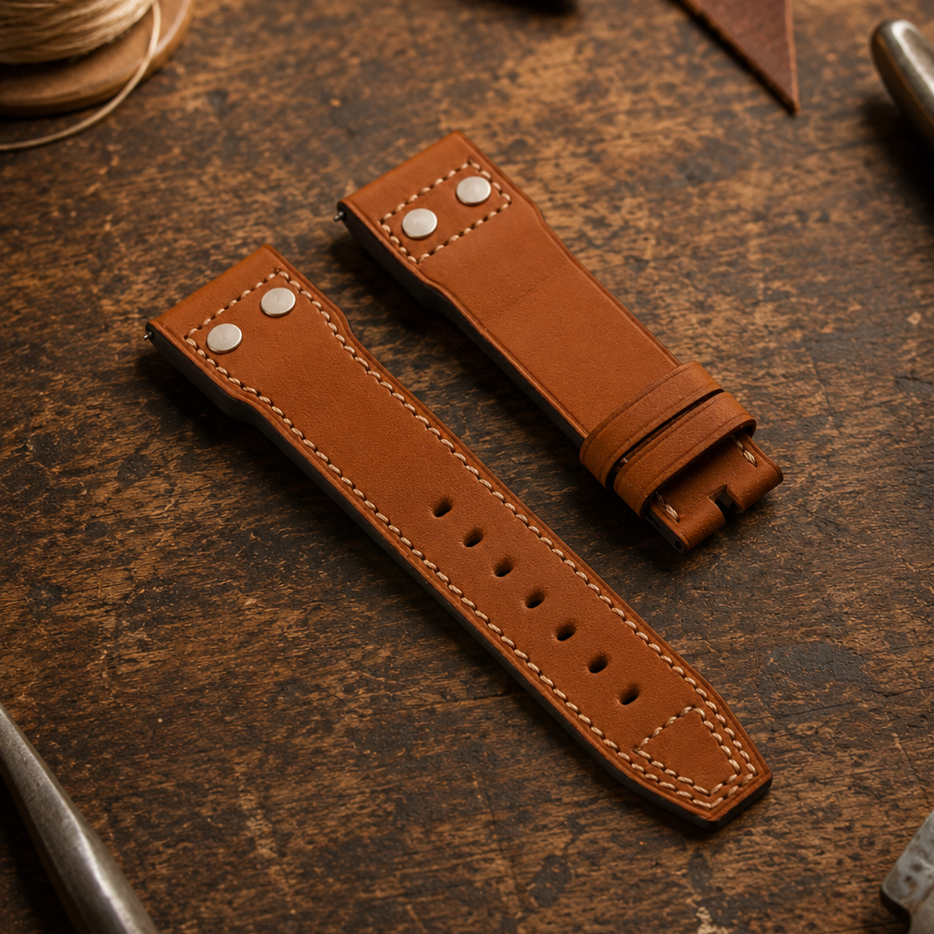 Barenia Calfskin Pilot's Silver Rivets | 23mm