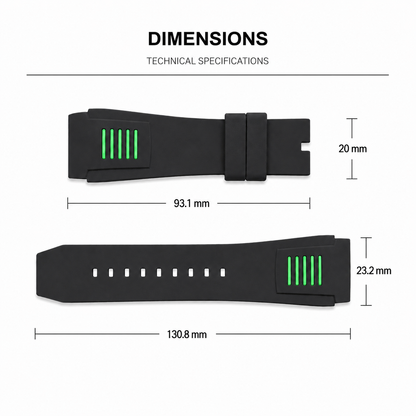 Form-fit Silicone | Black/Green  | 23mm