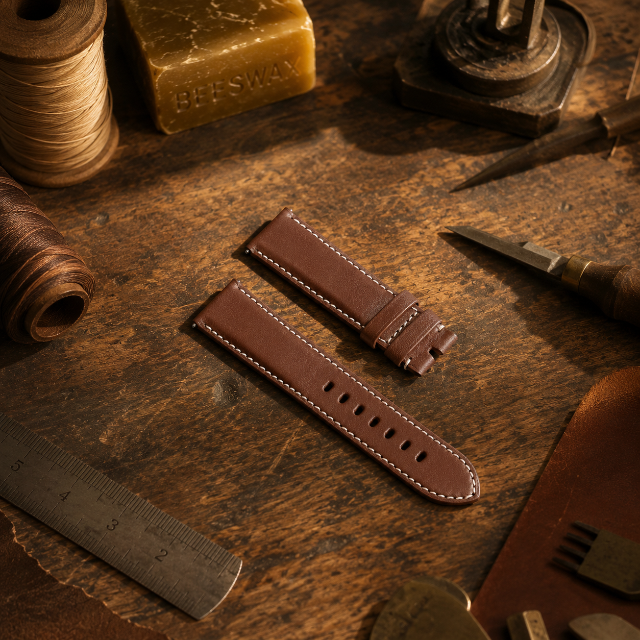 Barenia Camel Brown Calfskin Top Grain Leather Strap 23mm