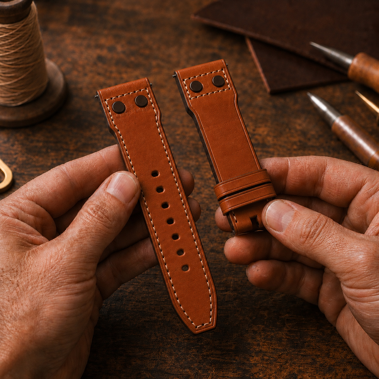 Barenia Calfskin Pilot's Black Rivets | 23mm