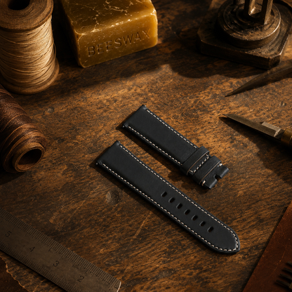 Barenia Black Calfskin Top Grain Leather Strap 23mm