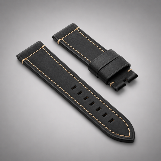 Black French Classic Hand-Made Leather Strap