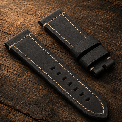 Black French Classic Hand-Made Leather Strap