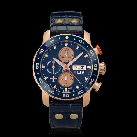 P-51 Pilot Goldfinger | LIV Titanium Swiss Chronograph – LIV Swiss