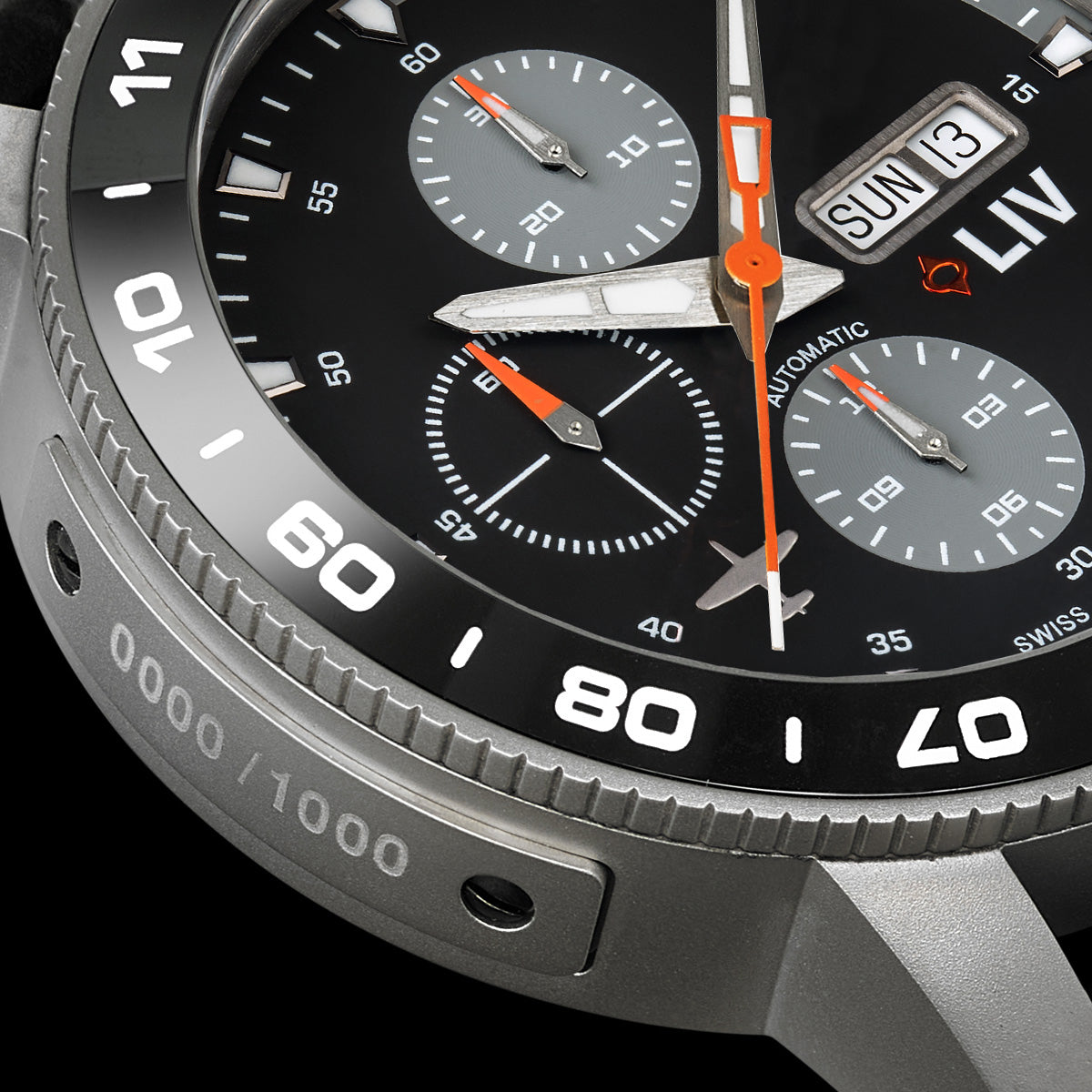 Shop the LIV P-51 Titanium Black & Gray Swiss Made Automatic