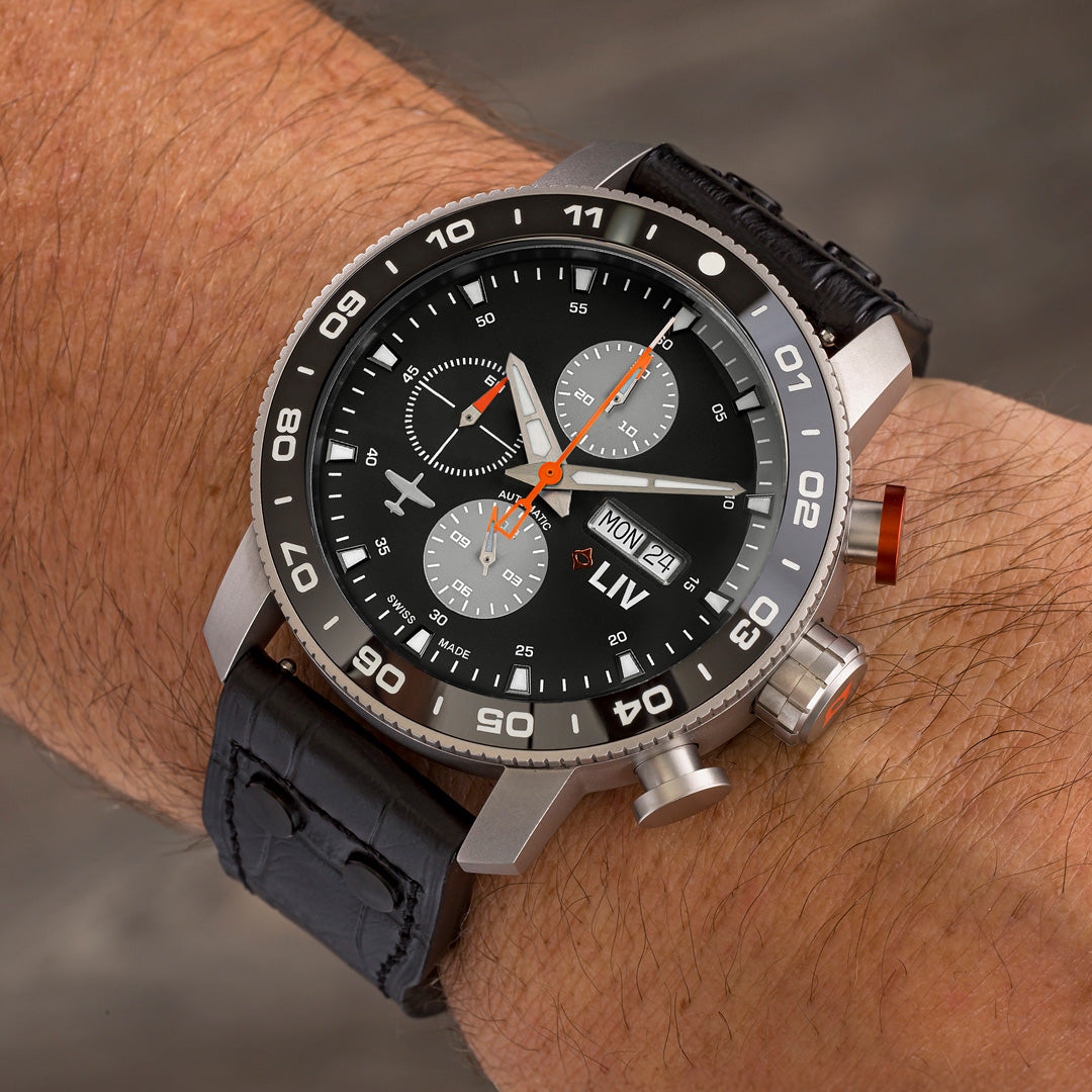Shop the LIV P-51 Titanium Black & Gray Swiss Made Automatic