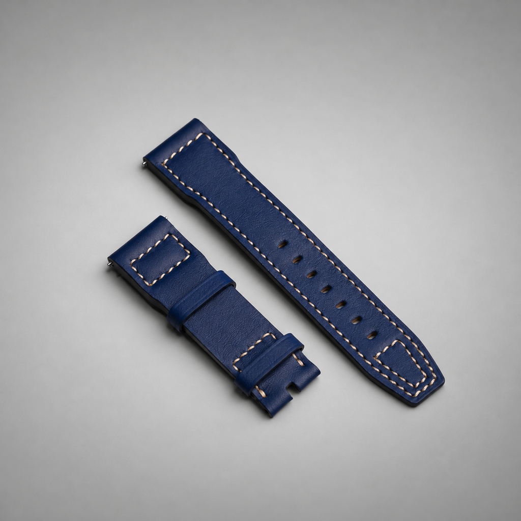 Barenia Calfskin Pilot's Blue & Beige Stitching | 23mm