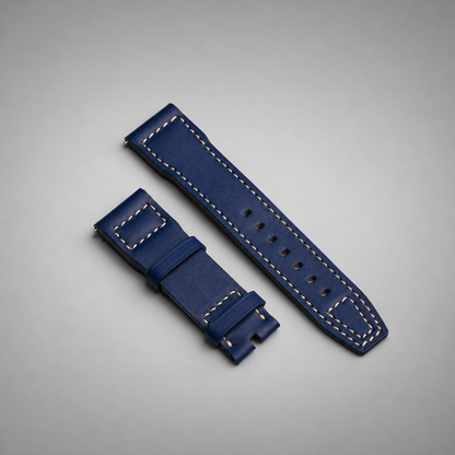 Barenia Calfskin Pilot's Blue & Beige Stitching | 23mm