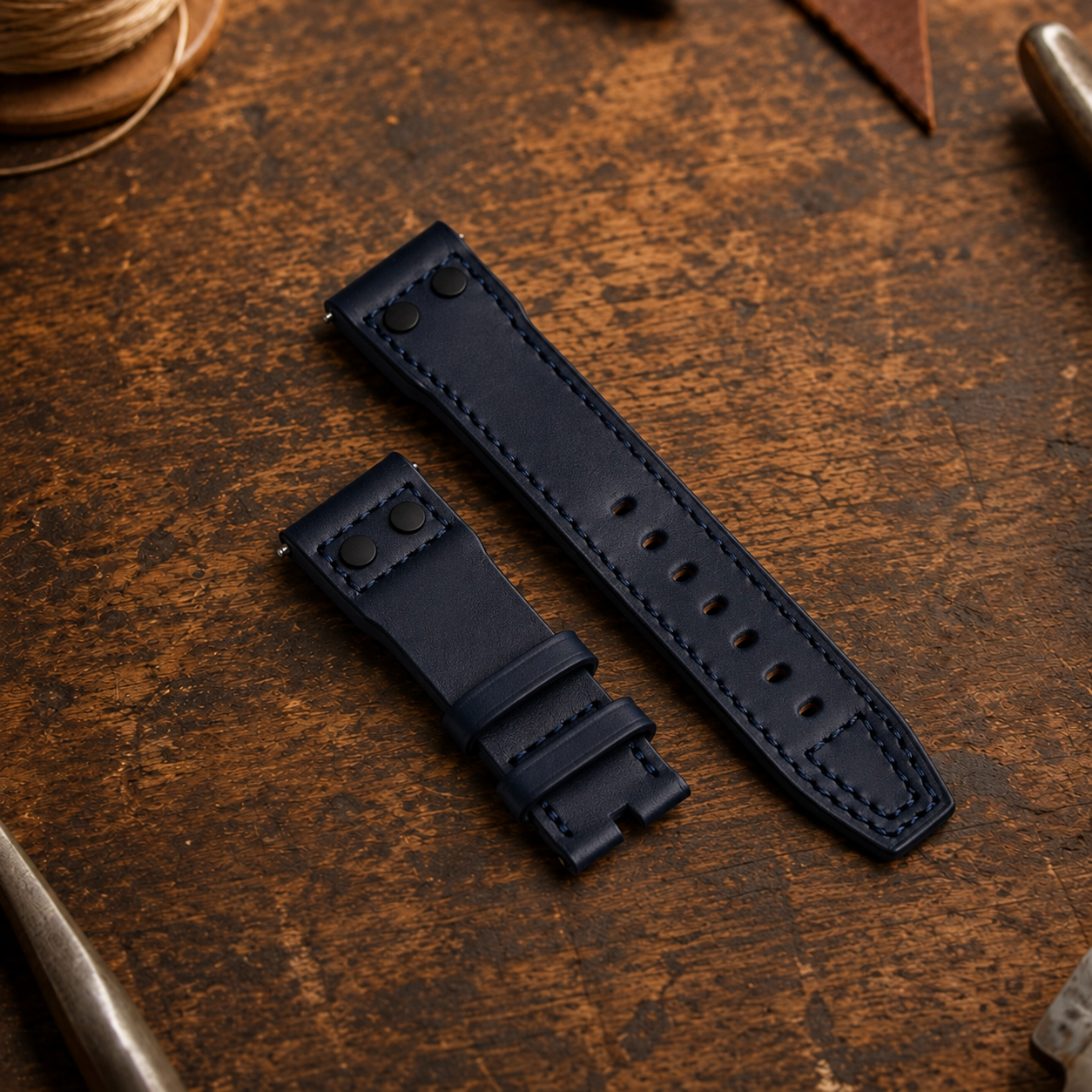 Pilot's Barenia Grain Leather | 22mm | Black stitching with black rivets