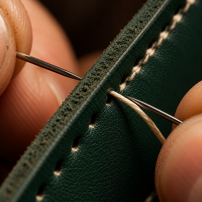 Barenia Calfskin Pilot's Green Silver Rivets | 23mm