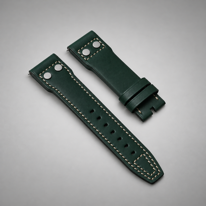 Barenia Calfskin Pilot's Green Silver Rivets | 23mm