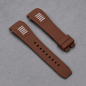 SRB550 brown custom silicone strap, 23mm, with white raised accents
