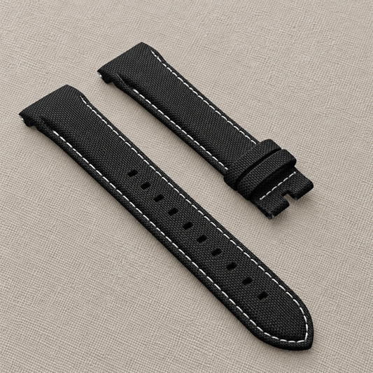 White Stitch Form-fit Black Canvas | 22mm
