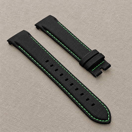 Green Stitch Form-fit Black Canvas | 22mm