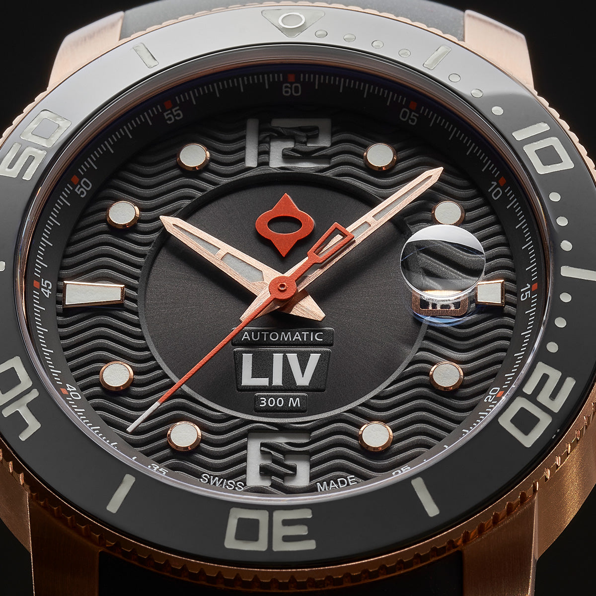 GX-Diver's 44mm Rose Gold & Gray Swiss Made Automitic Watch – LIV