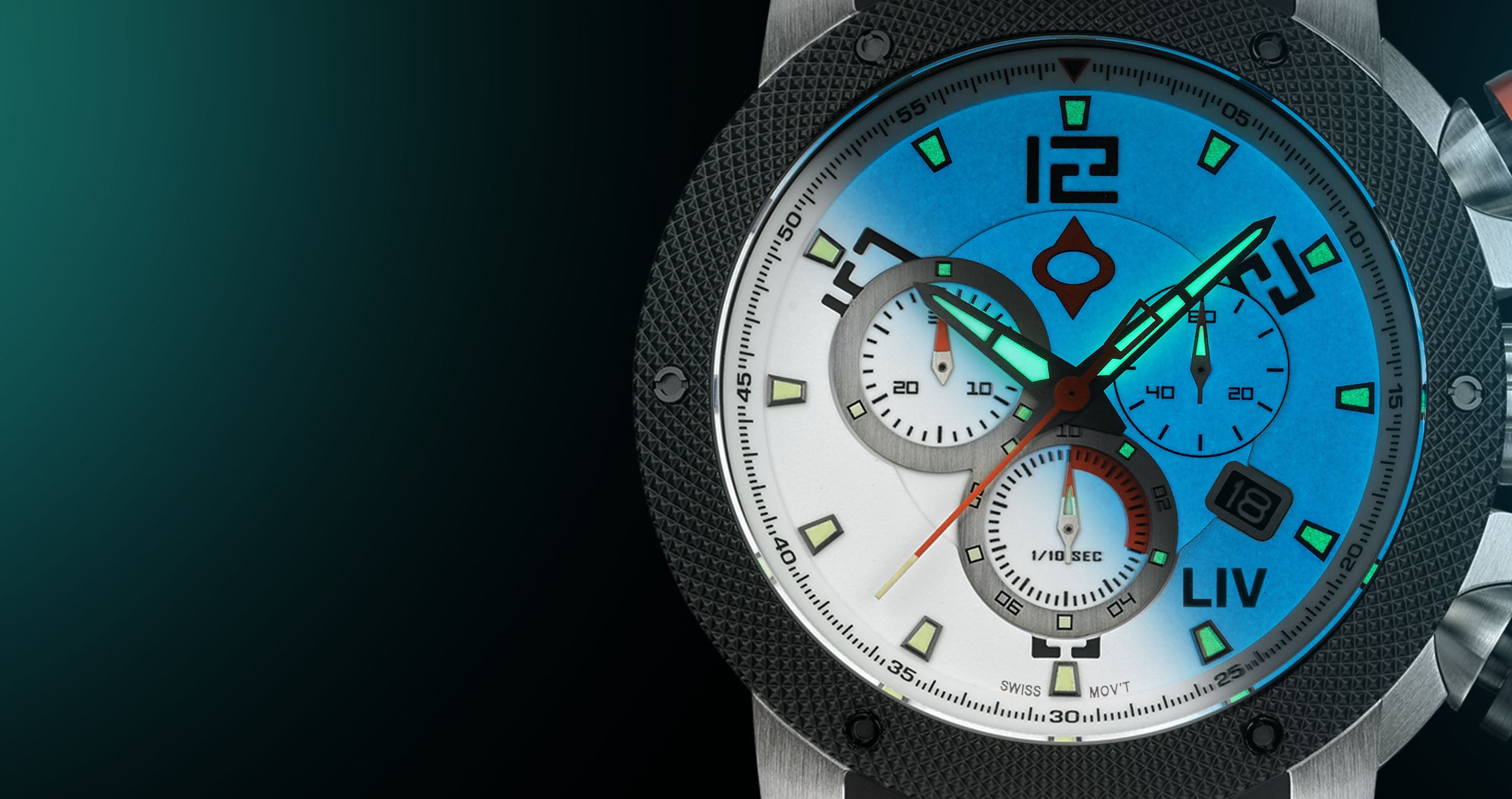 GX1 Dual Full Lume 1/10th sec Swiss Chronograph – LIV Swiss Watches