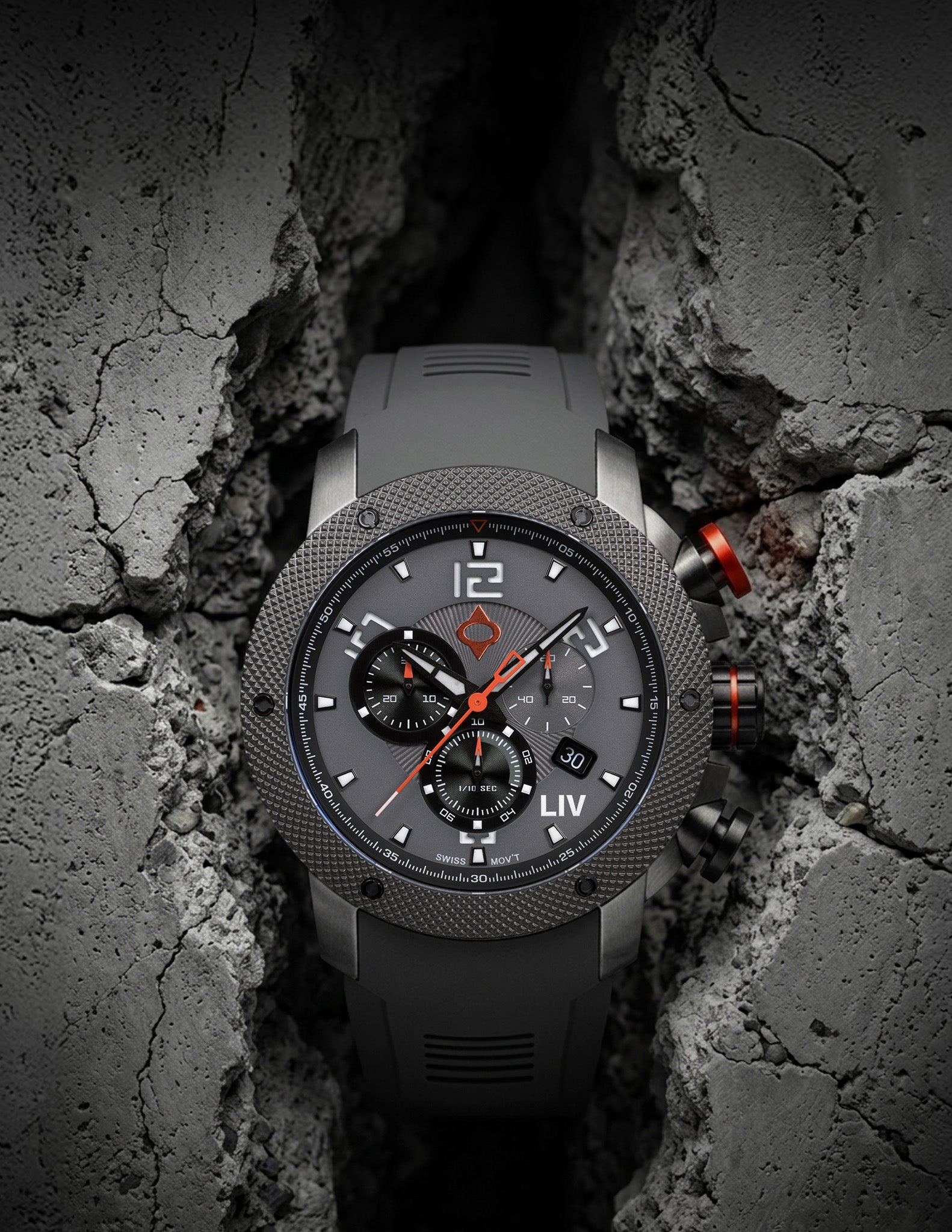 LIV Cool Gray GX1 Swiss Chronograph – LIV Swiss Watches