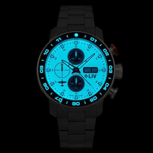 NEW! P-51 Big Pilot Full Lume 2.0 on Titanium Bracelet