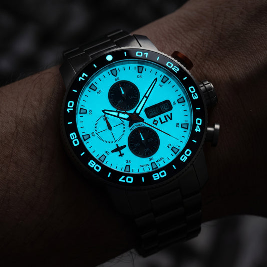 NEW! P-51 Big Pilot Full Lume 2.0 on Titanium Bracelet