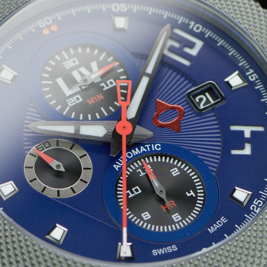 Shop Cobalt LIV GX-AC Swiss Made Automatic Chronograph – LIV Swiss