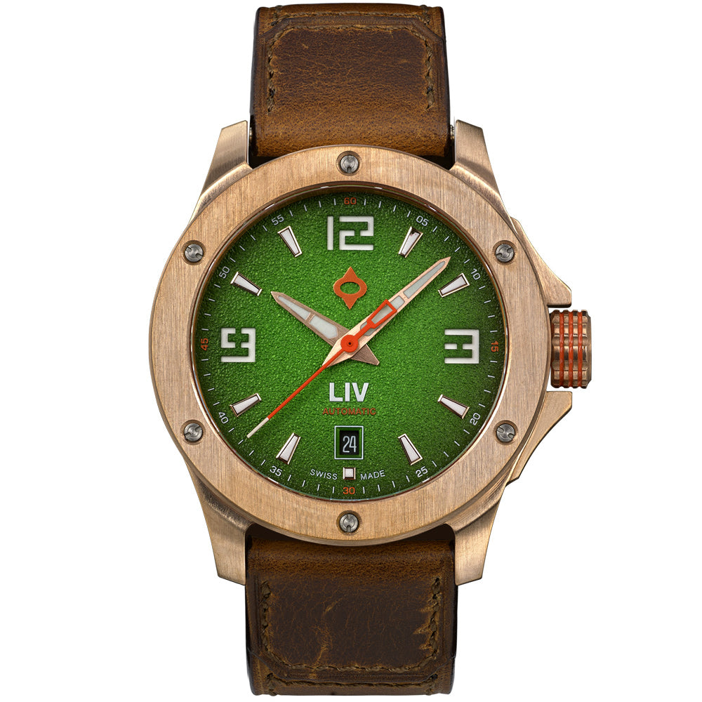 Shop LIV Bronze Titanium Swiss Automatic Saturn Nebula Green – LIV