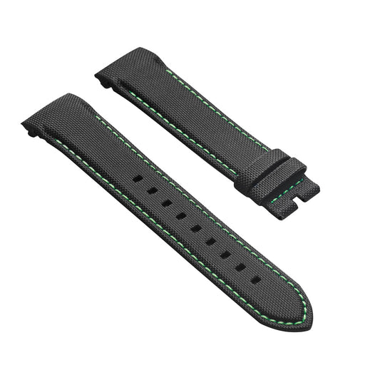 Green Stitch Form-fit Black Canvas | 22mm
