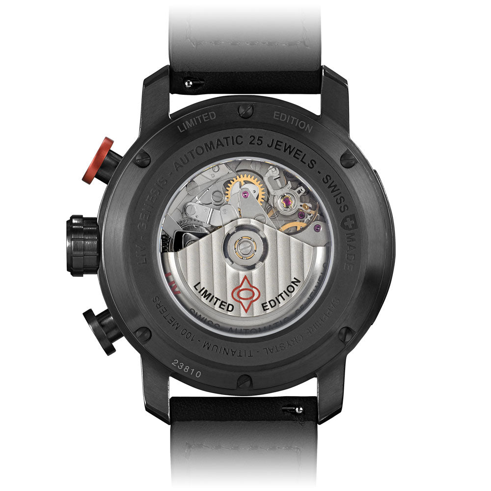 Shop LIV P-51 Titanium Black & Orange Swiss Made Automatic Chrono Watch –  LIV Swiss Watches