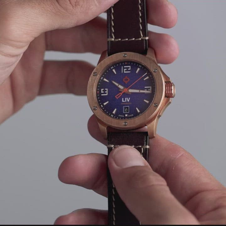 Shop LIV Bronze Titanium Swiss Automatic Saturn Neptune Blue – LIV